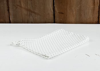 White Tea Towel Blue Dots - Folded